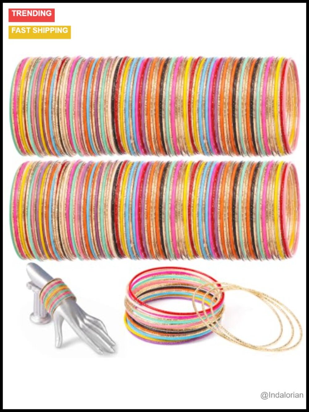 Indian Bangle Set 300 Shimmering Zinc Alloy Bracelets